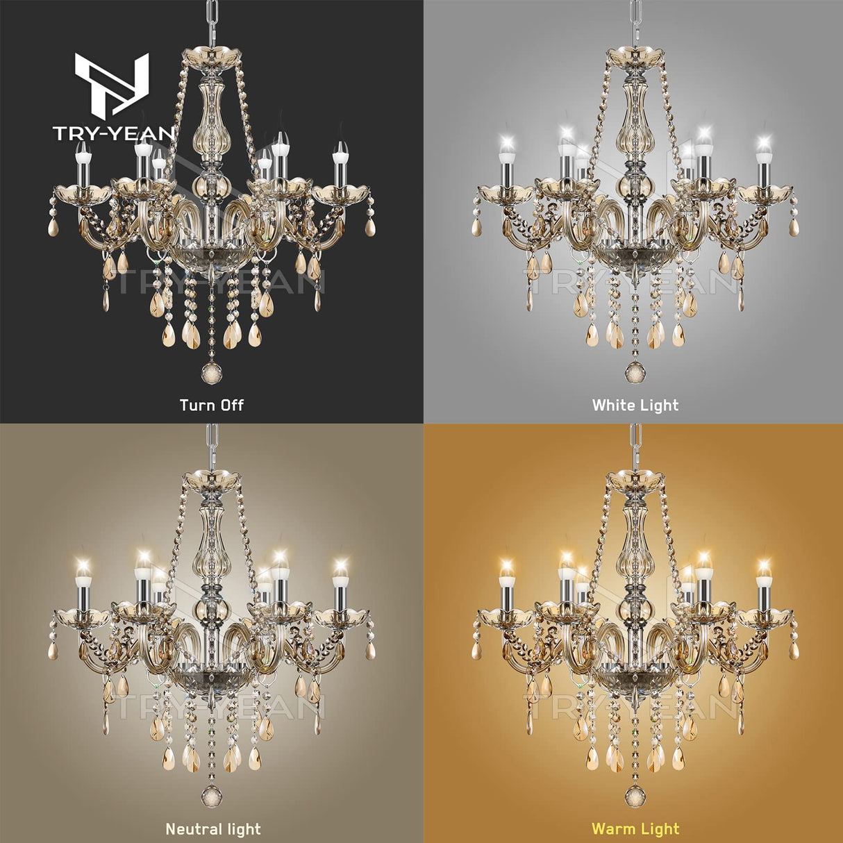 Adjustable 6 Lights Chandelier Cognac K5 Crystal Chandelier Hanging Ceiling