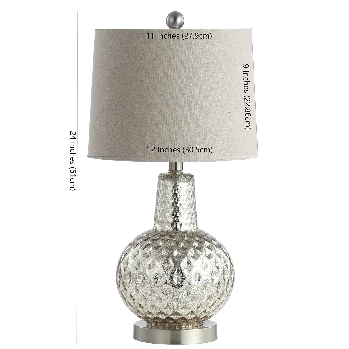 Lighting Collection Atlas Silver/ Ivory Shade 24-inch Bedroom Living Room Home Office