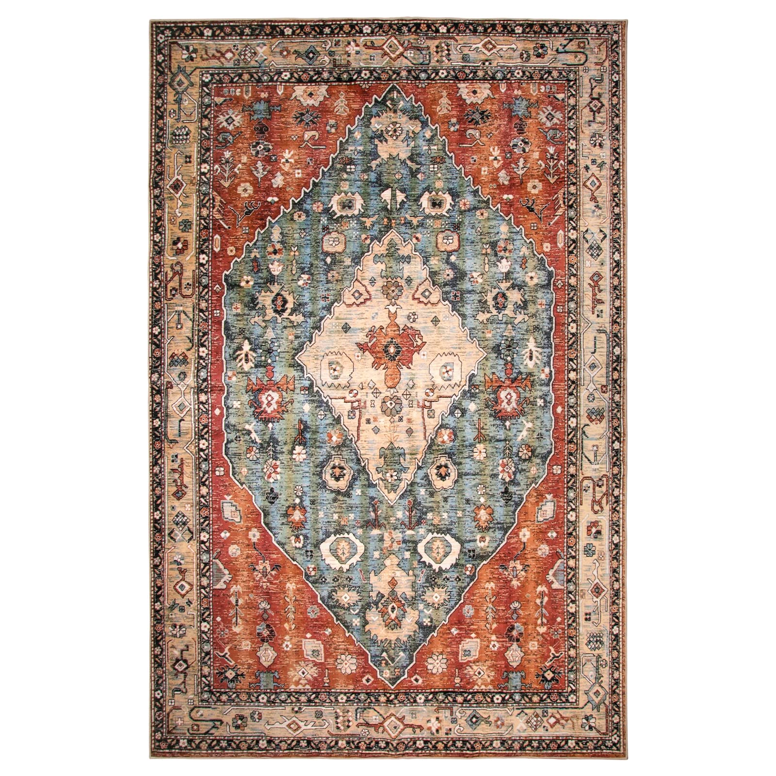 Tribal Area Rug - 8x10 Large Living Room Area Rug for Bedroom Aesthetic, Washable