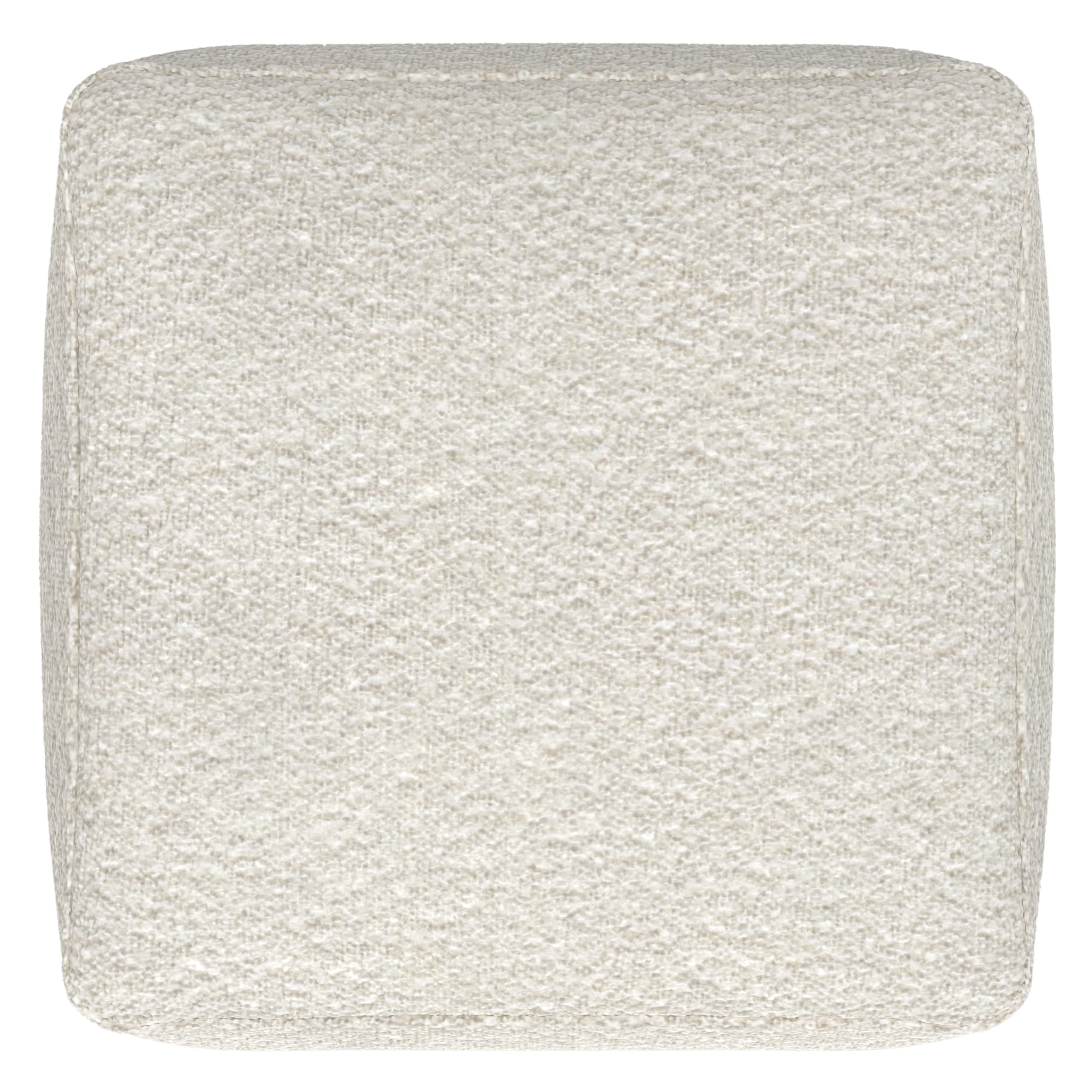 Chantal Contemporary Square Pouf in Ivory Boucle for The Living Room
