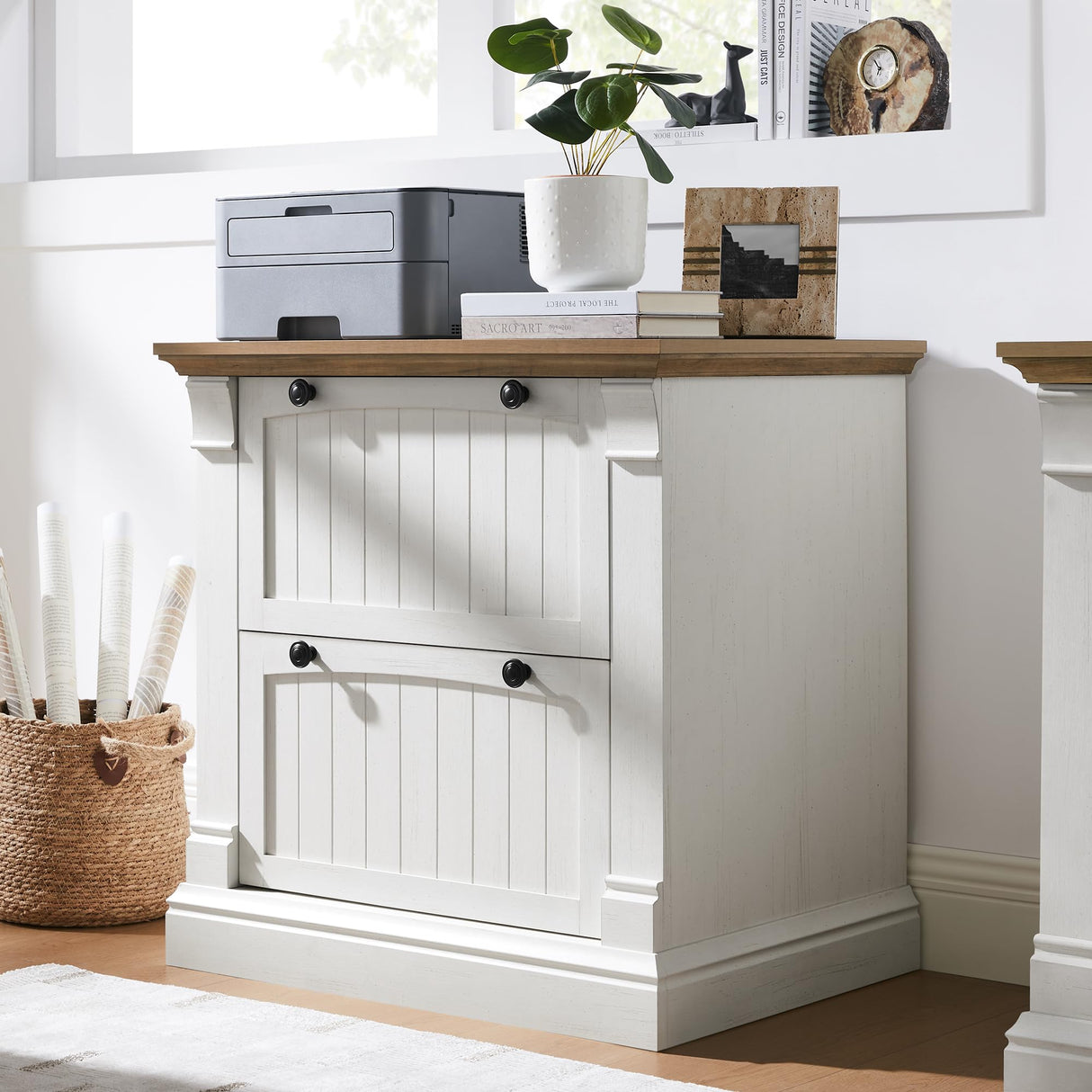 Farmhouse File Cabinet with 2 Drawers, 30" Lateral Filing Cabinet with Hanging File Folders