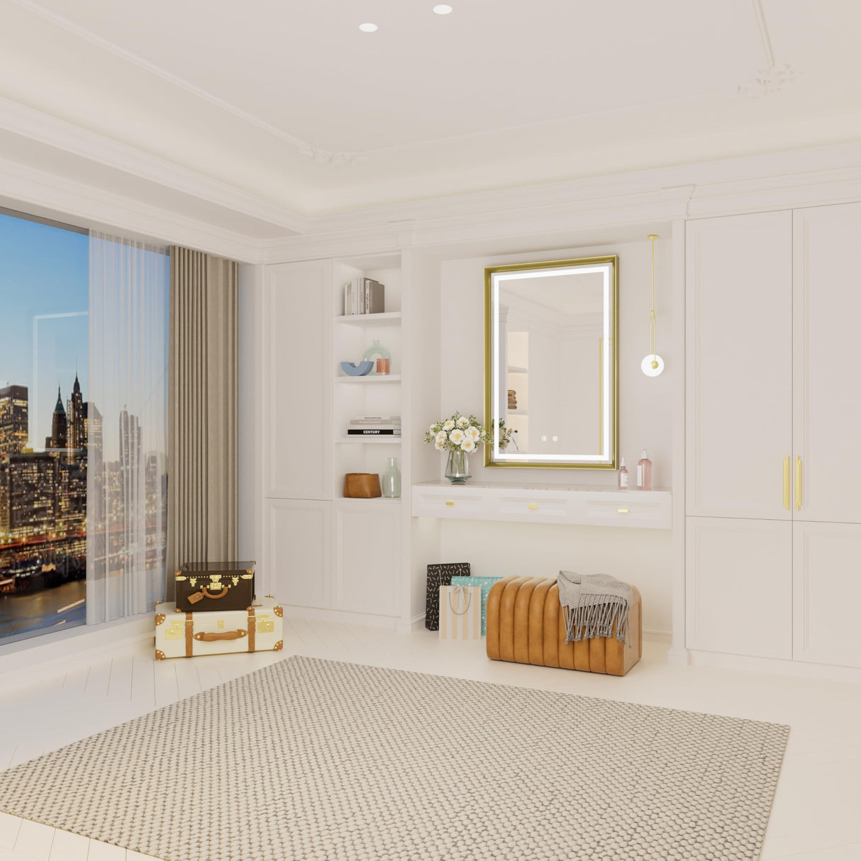 LED Mirror for Bathroom,Gold Framed Bathroom Mirror