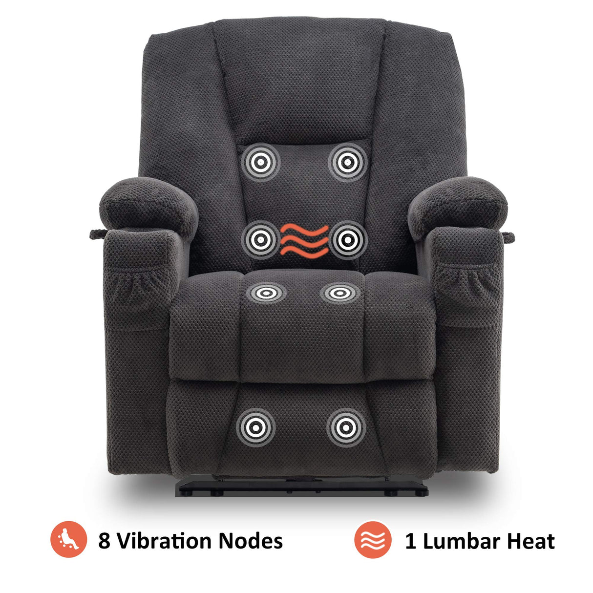 Mcombo 8-Point Massage Fabric Power Recliner Chair with Heat, USB, and Cup Holders