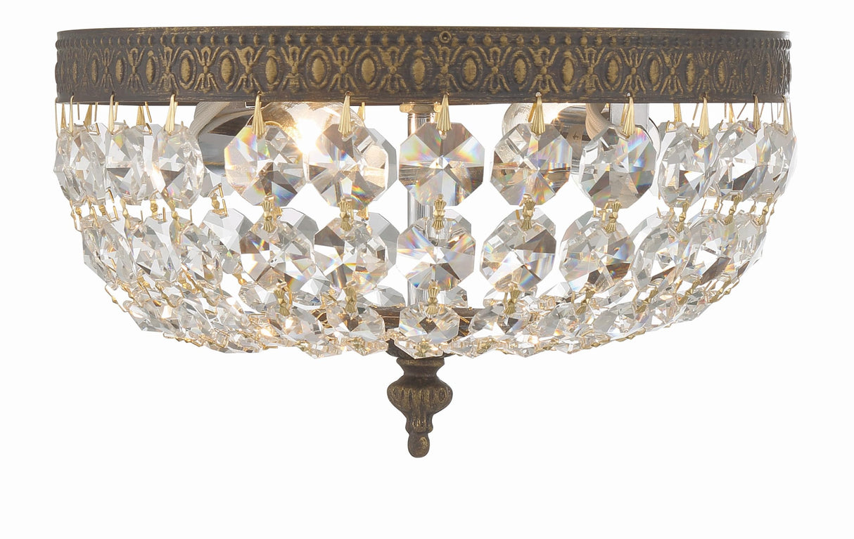 Clear Italian Crystal English Bronze Flush Mount