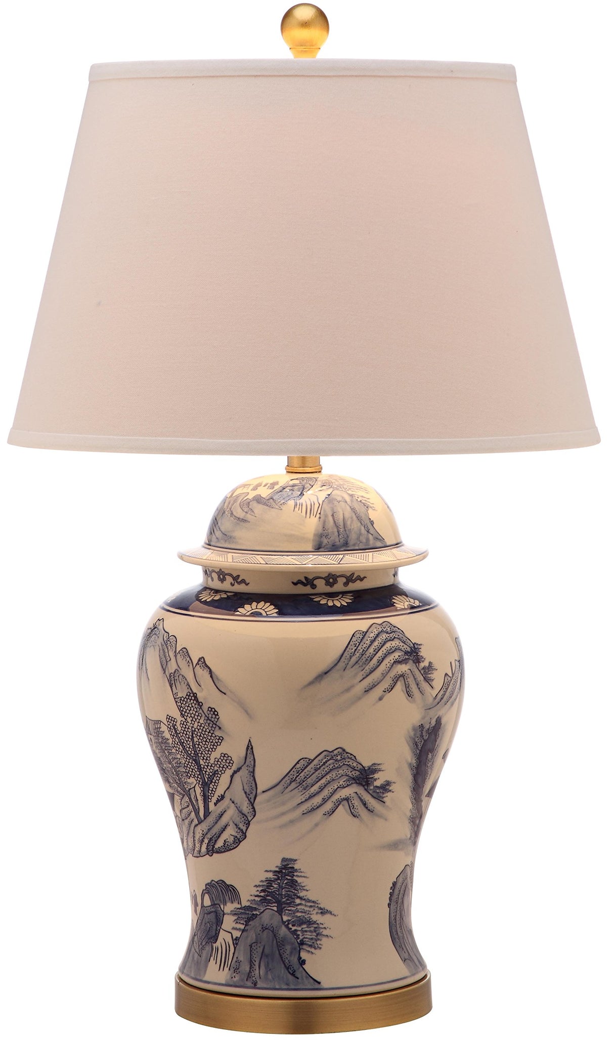 Blue & White Chinoiserie Ginger Jar Table Lamps - Set of 2