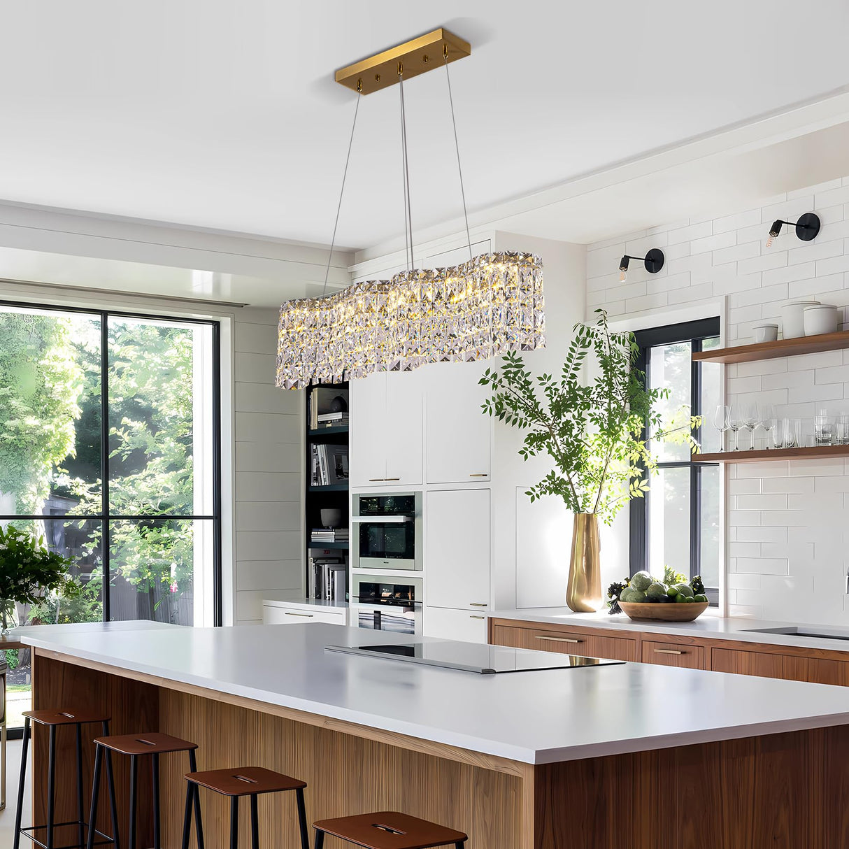 Gold Crystal Chandelier,Modern LED Chandeliers for Dining Room