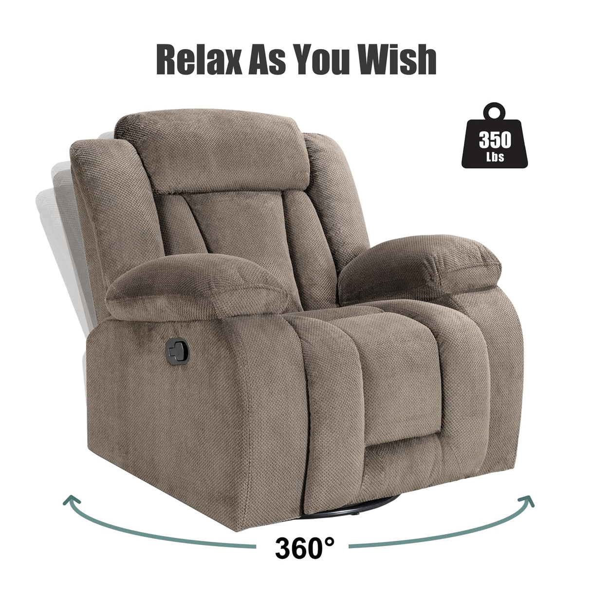 UltraComfort Manual Recliner Chair – Oversized Rocking Sofa with Swivel Base
