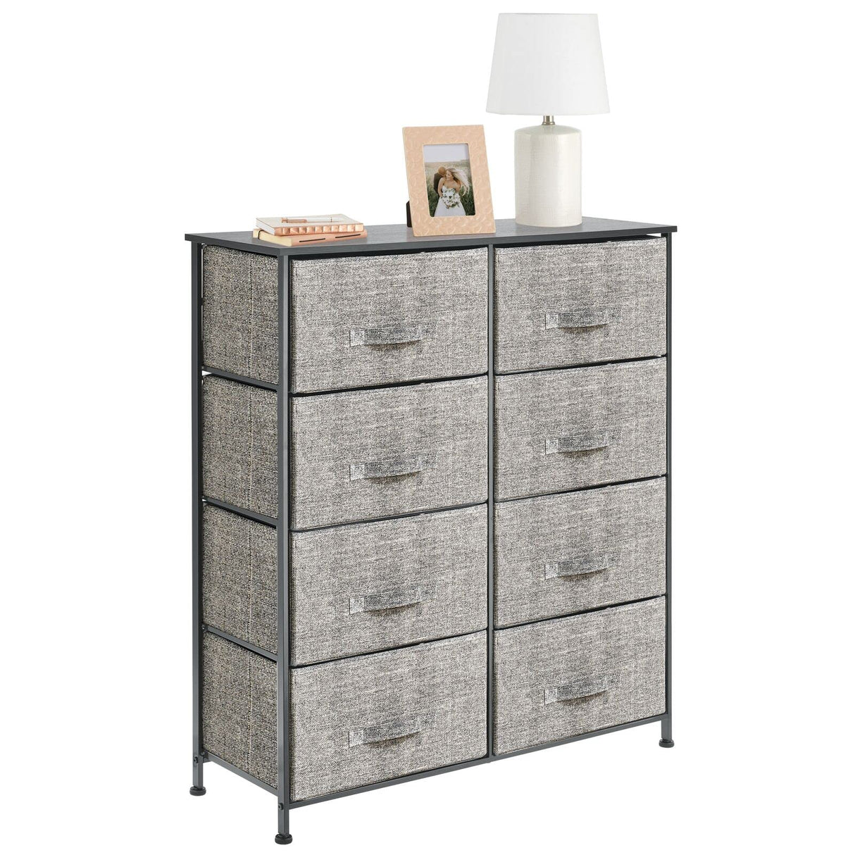 38.31" High Steel Frame/Wood Top Storage Dresser Furniture Unit with 8 Removable
