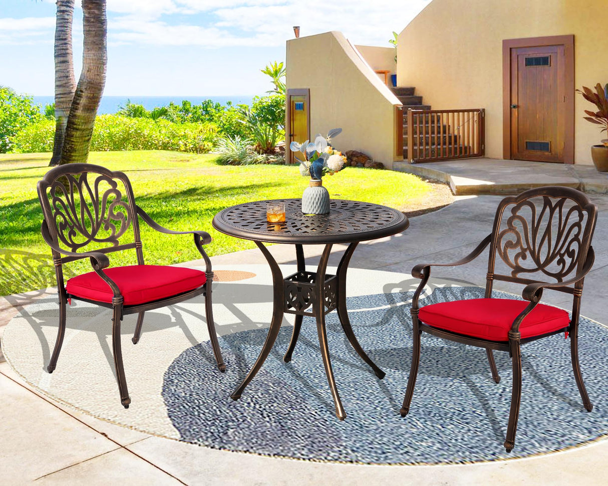 31" Diameter Round Cast Aluminum Dining Table,Outdoor Patio Bistro Table