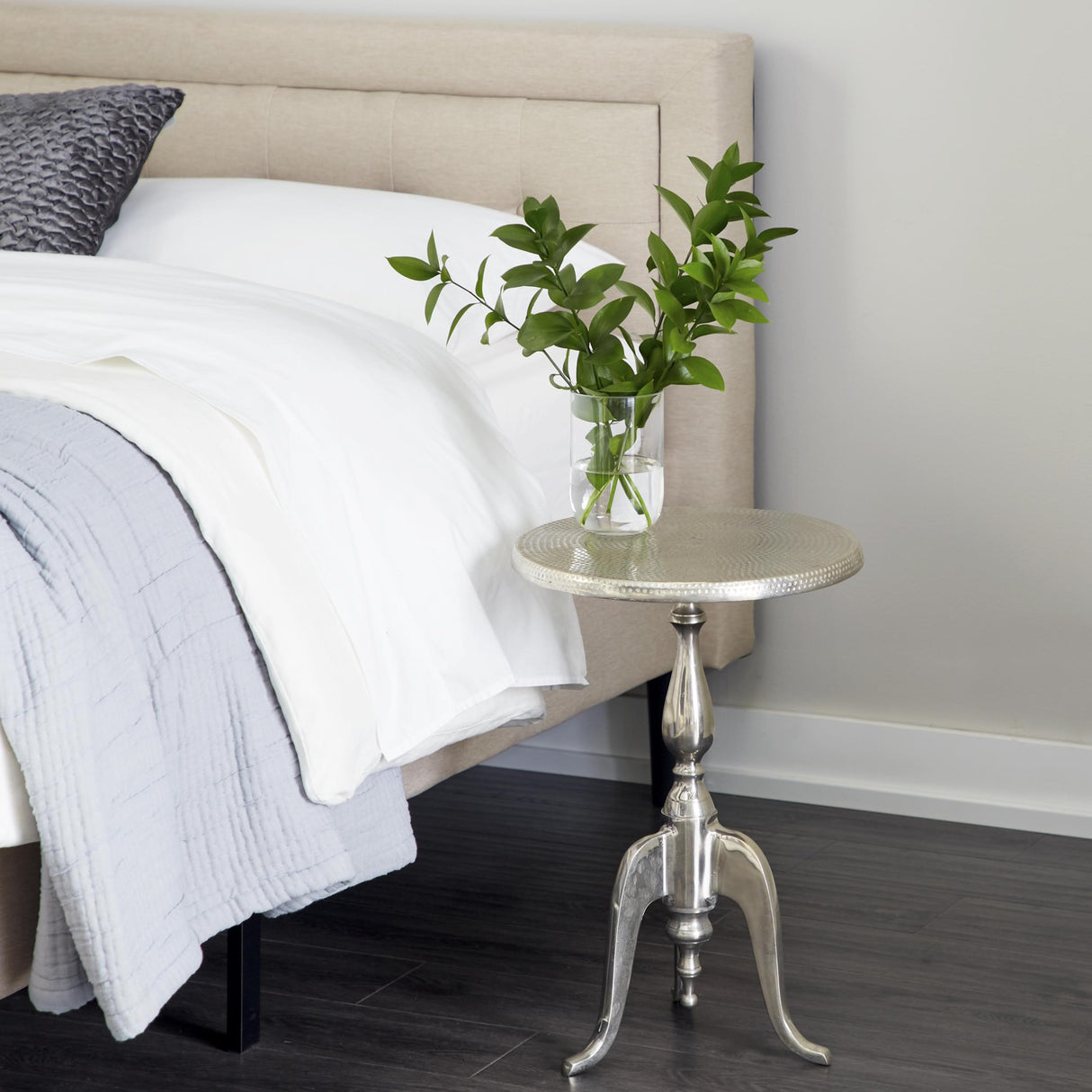 79 Aluminum Metal Side End Accent Table Small Turned End Table