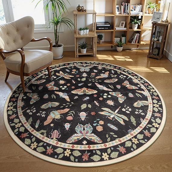 Insect Washable Area Rug 8x10 - Soft Non-Slip Bedroom Carpet