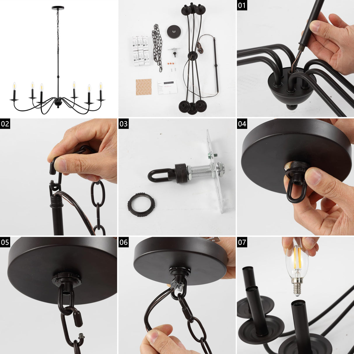 JYL7559A Wicklow 34.75" 6-Light Bohemian Farmhouse Iron LED Chandelier Modern