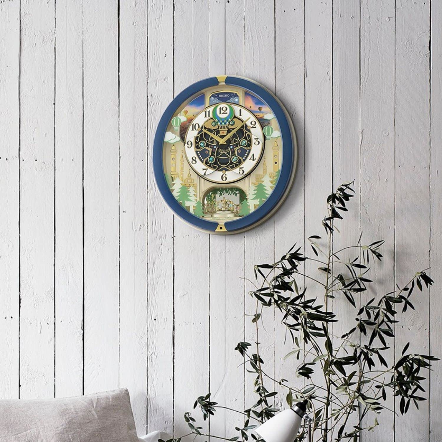 Blue Pine Fantasy Melodies in Motion Clock, Multicolored