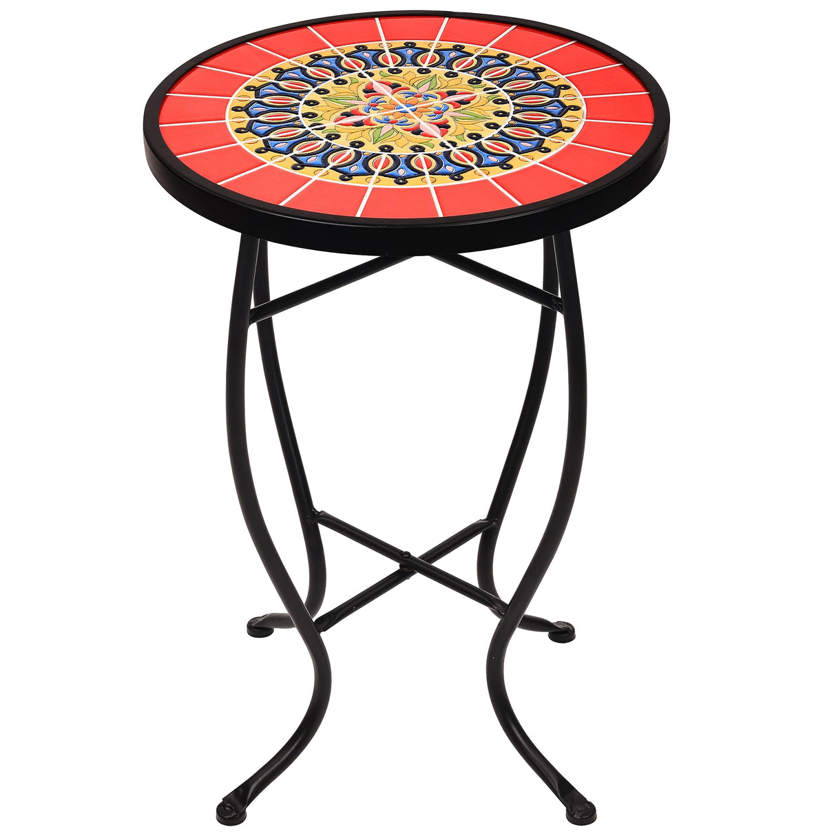 Outdoor Side Table Mosaic Patio Table, 21” Accent Table Round End Table