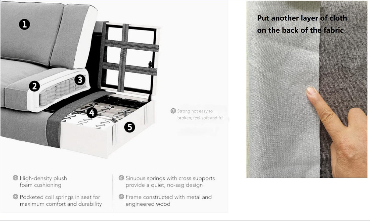 130'' Reversible Modular Sofa Couche with Ottoman Sectional