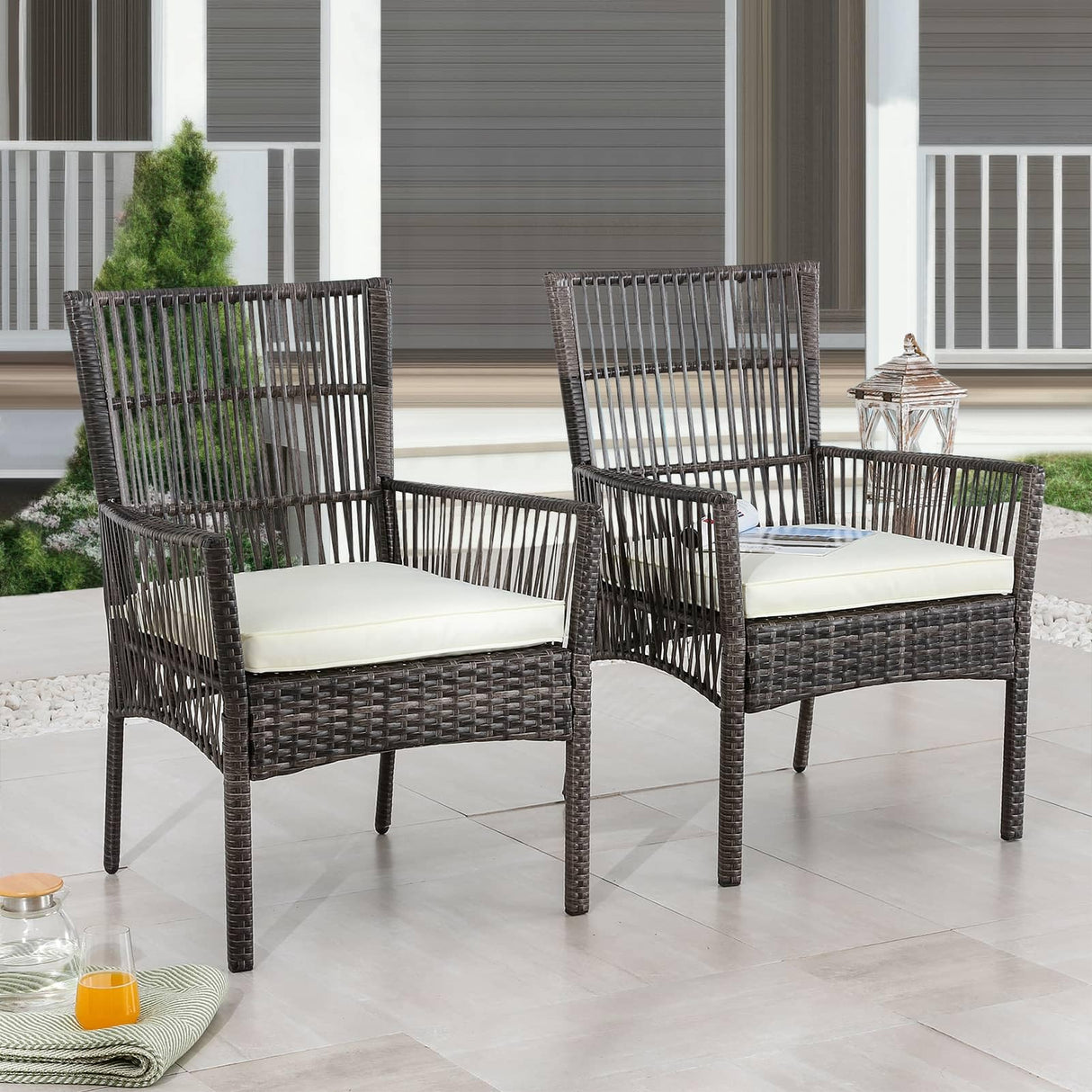 Patio Dining Chairs 4Pcs Breathable Outdoor Wicker Chairs Set