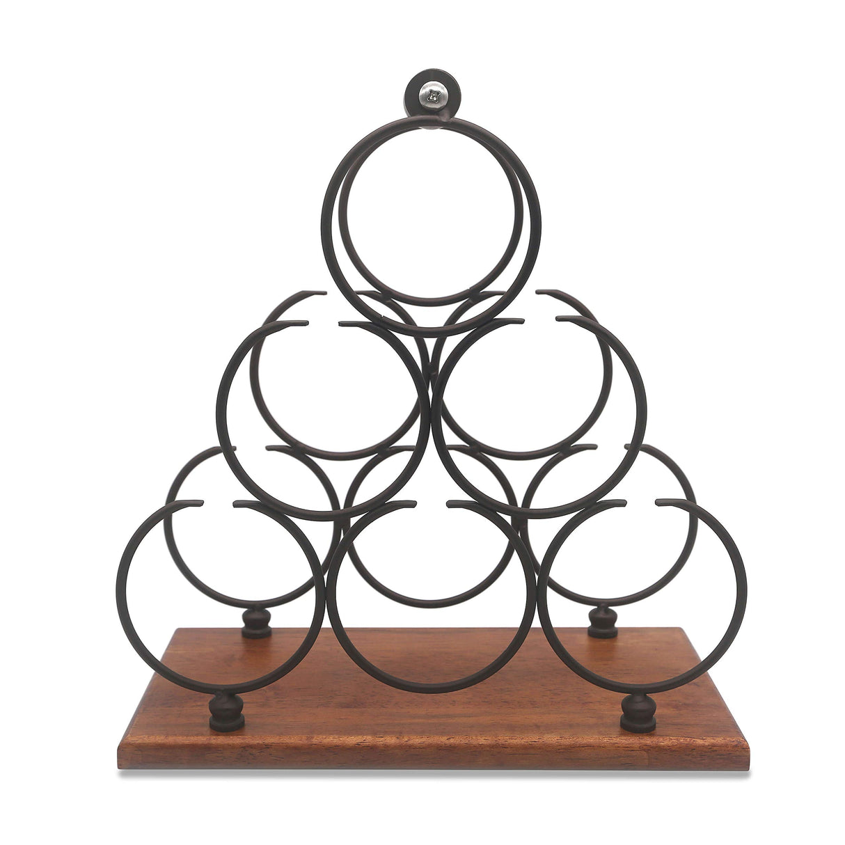 Countertop Wine Rack, Tabletop 6 Bottles Wood Wine Holder, Sturdy Handle