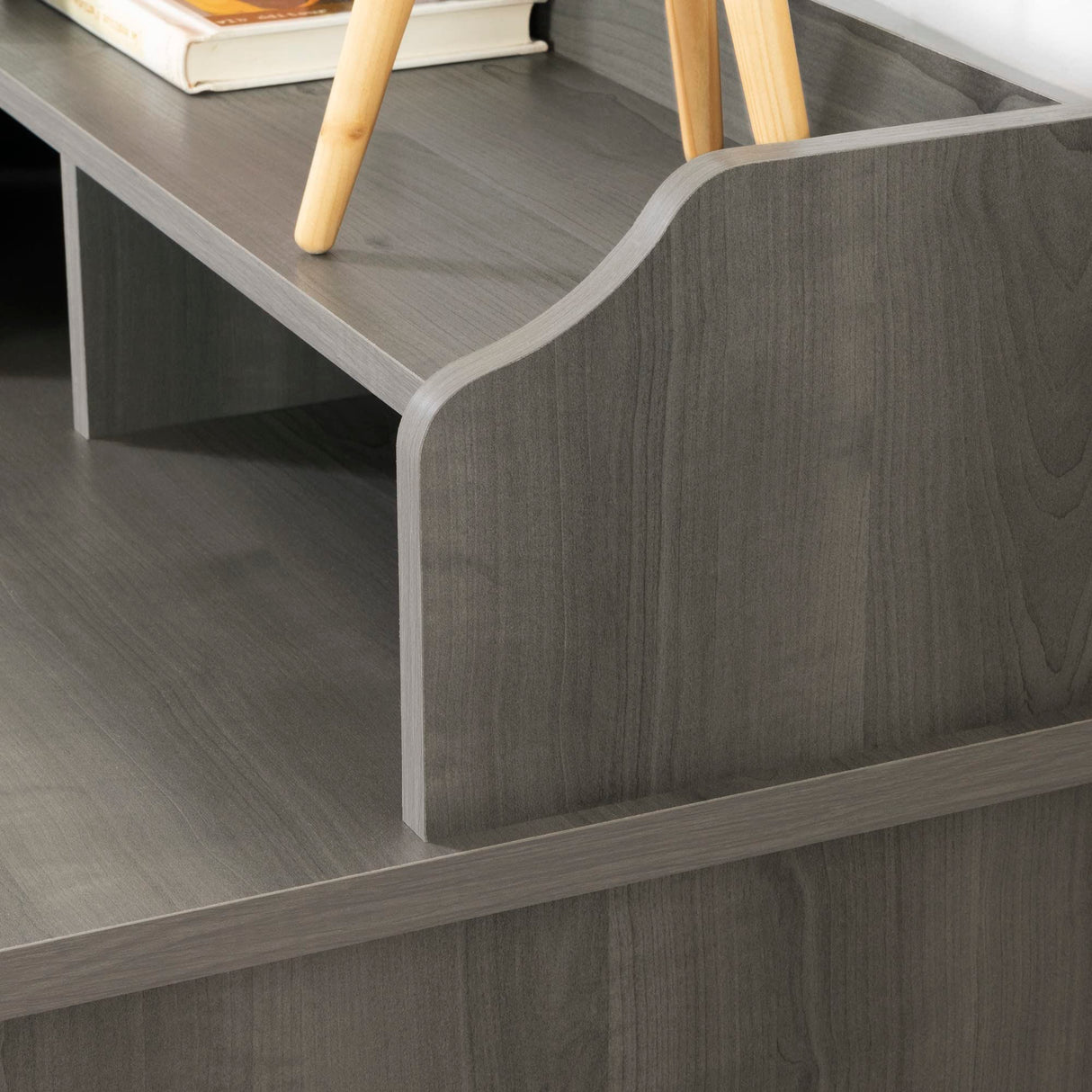 Versa L-Shaped Desk, Gray Maple