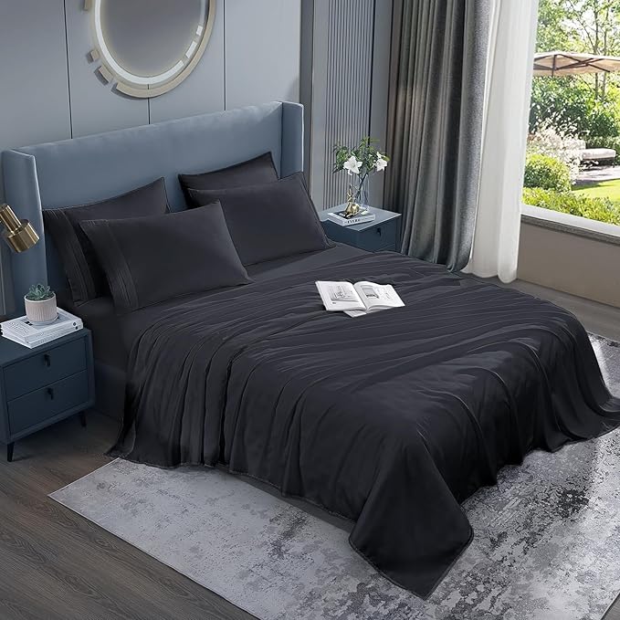Cooling Sheets Queen - Deep Pocket Queen Sheet Set 6 Pieces, Wrinkle - Resistant