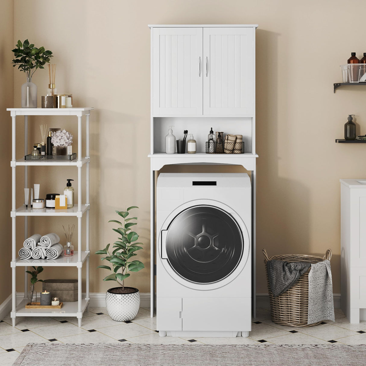 Over The Toilet Cabinet, Double Door Bathroom Storage Organizer