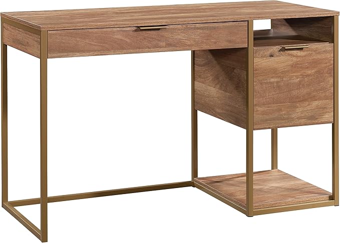 International Lux Single Ped Desk, Diamond Ash Finish