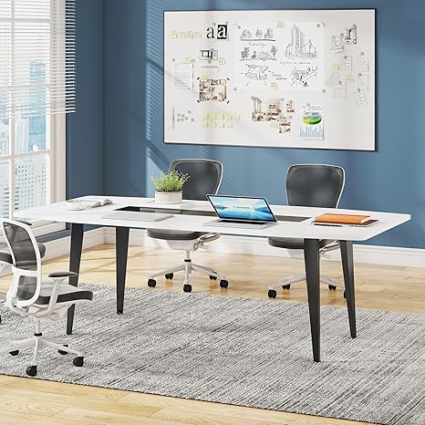 Conference Table, 70.86L x 35.43W x 29.52H Inches Boat Shaped Meeting Table, Modern