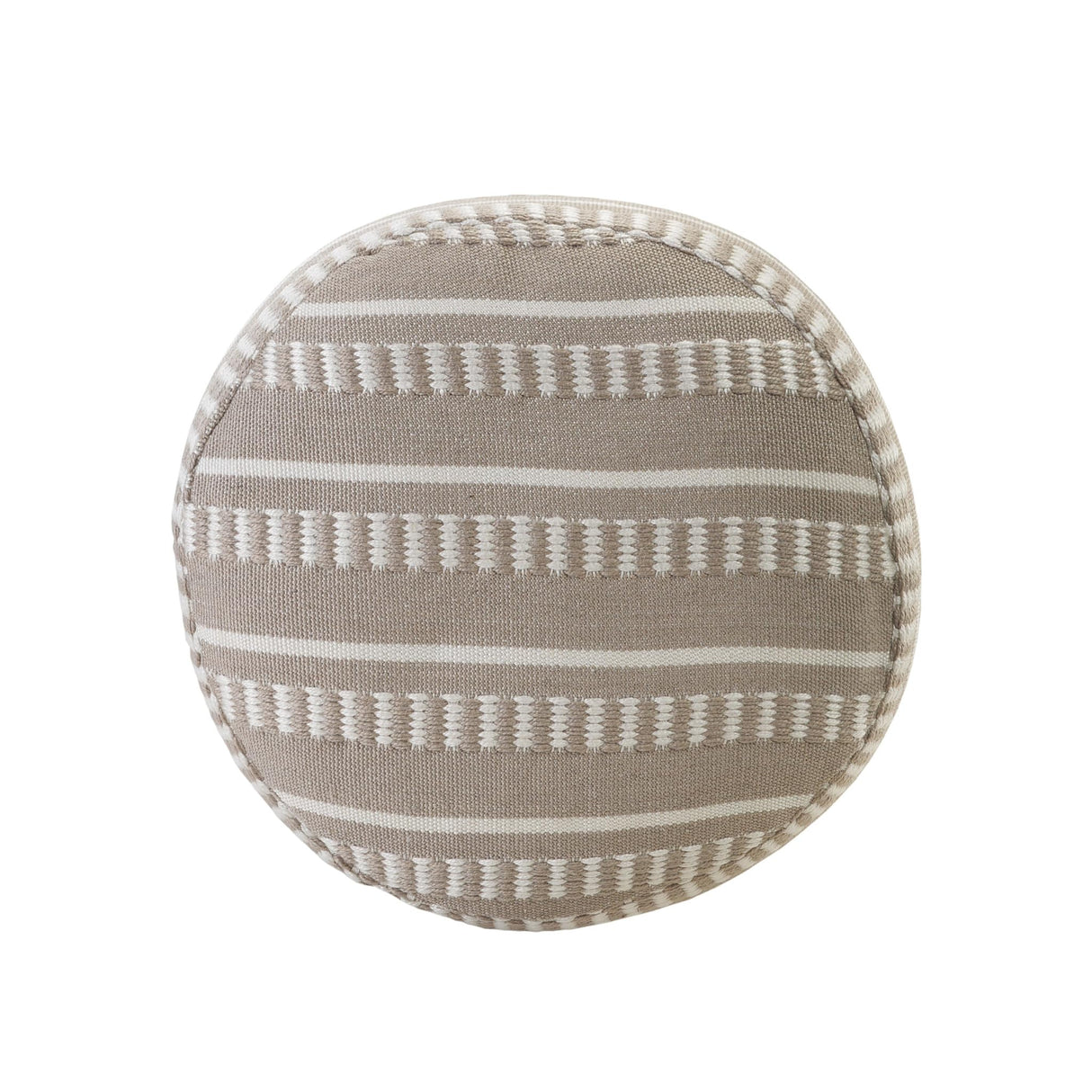 HomeRoots 20" Brown Polyester Round Striped Indoor Outdoor Pouf Ottoman