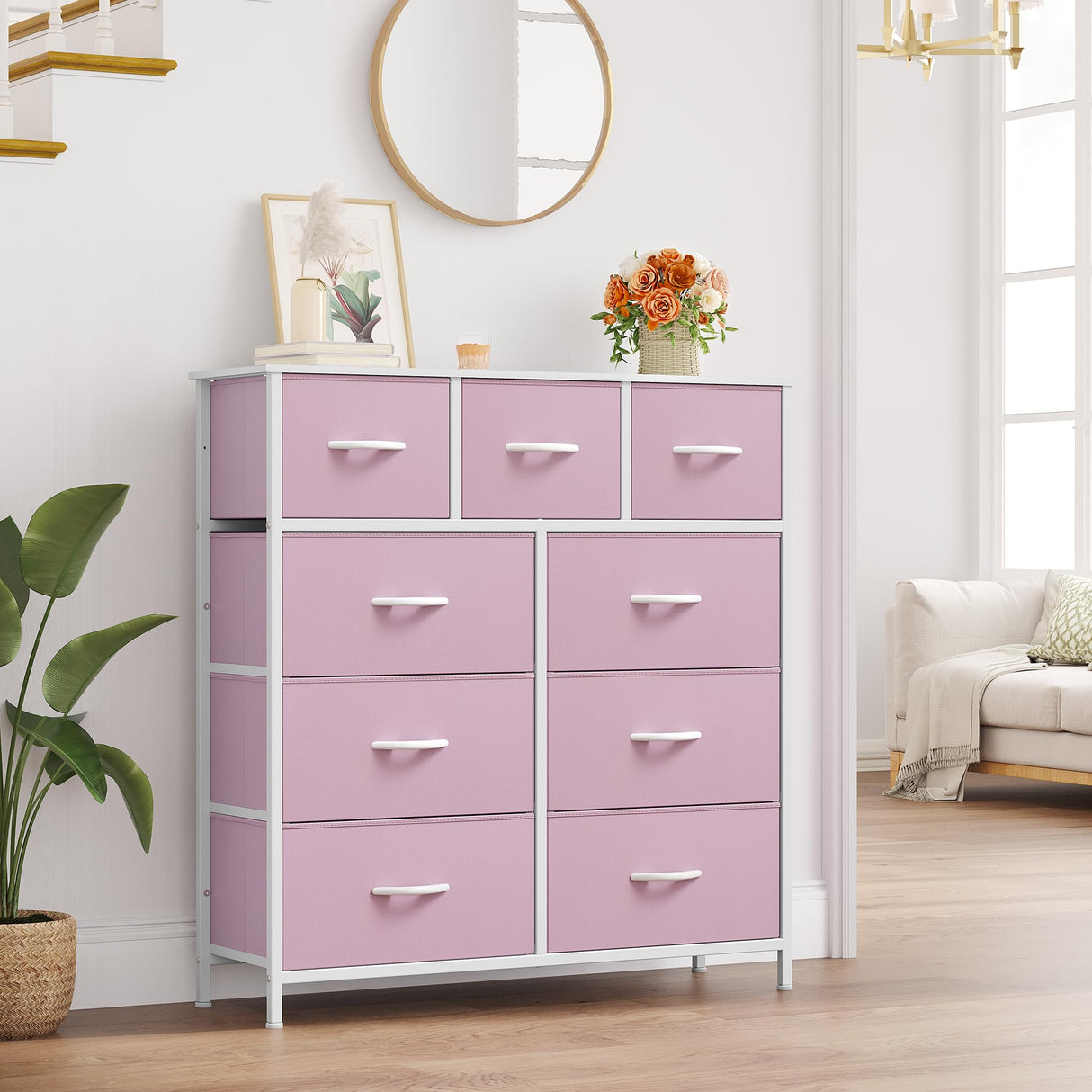 Dresser for Bedroom with 9 Drawers, Fabric Storage Dresser, Closet Dresser & Chest