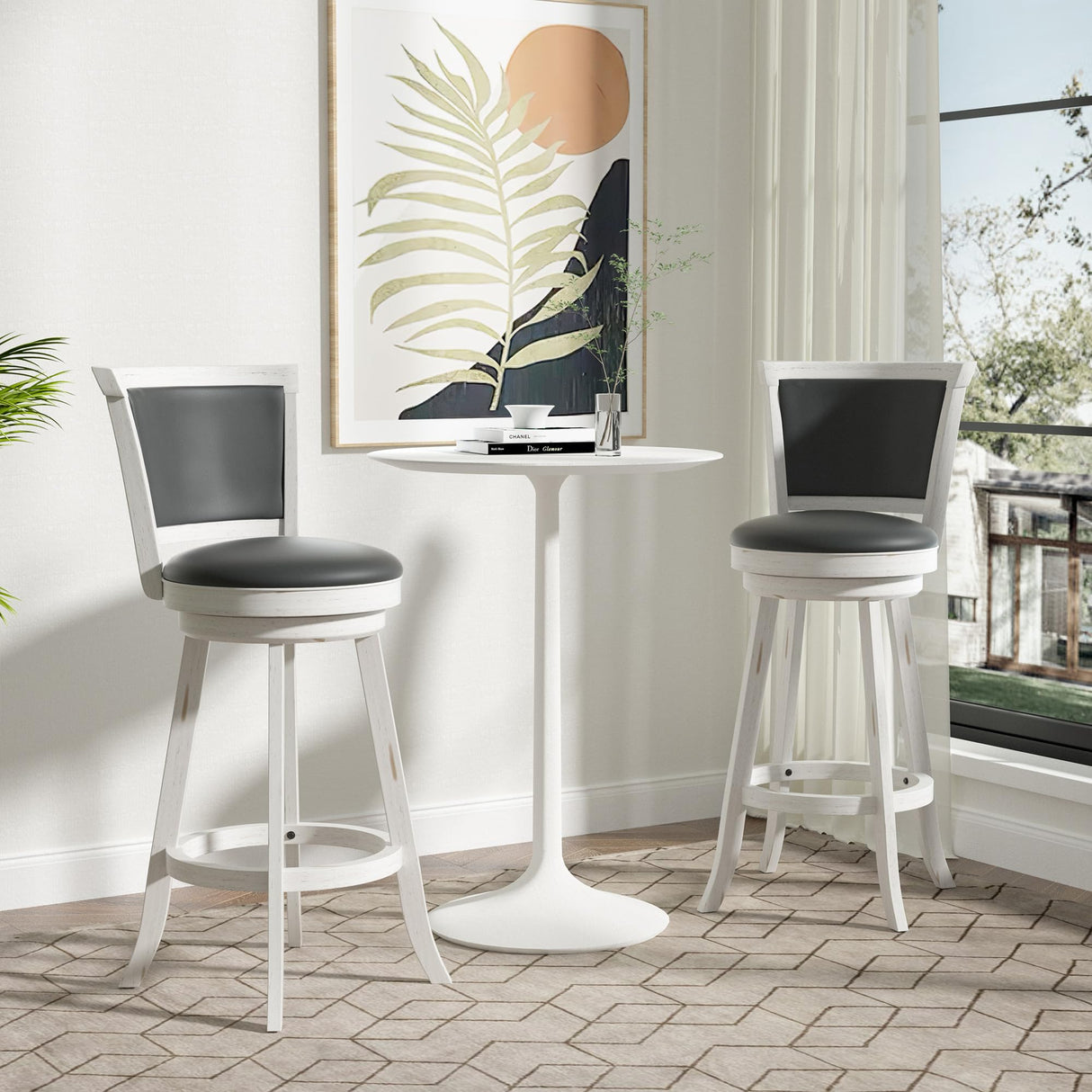 29" Bar Height Swivel Stools, High Back Swivel Bar Stools