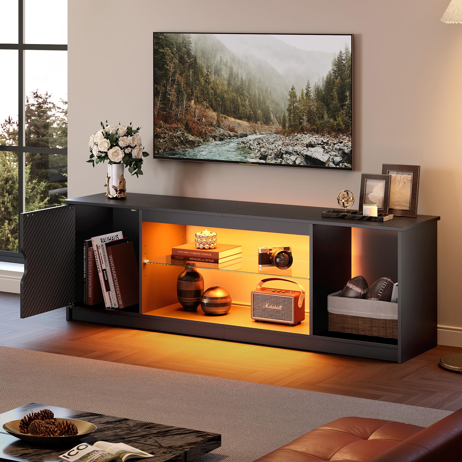 Bestier LED TV Stand for 55/60/65 Inch TV, Gaming Entertainment Center