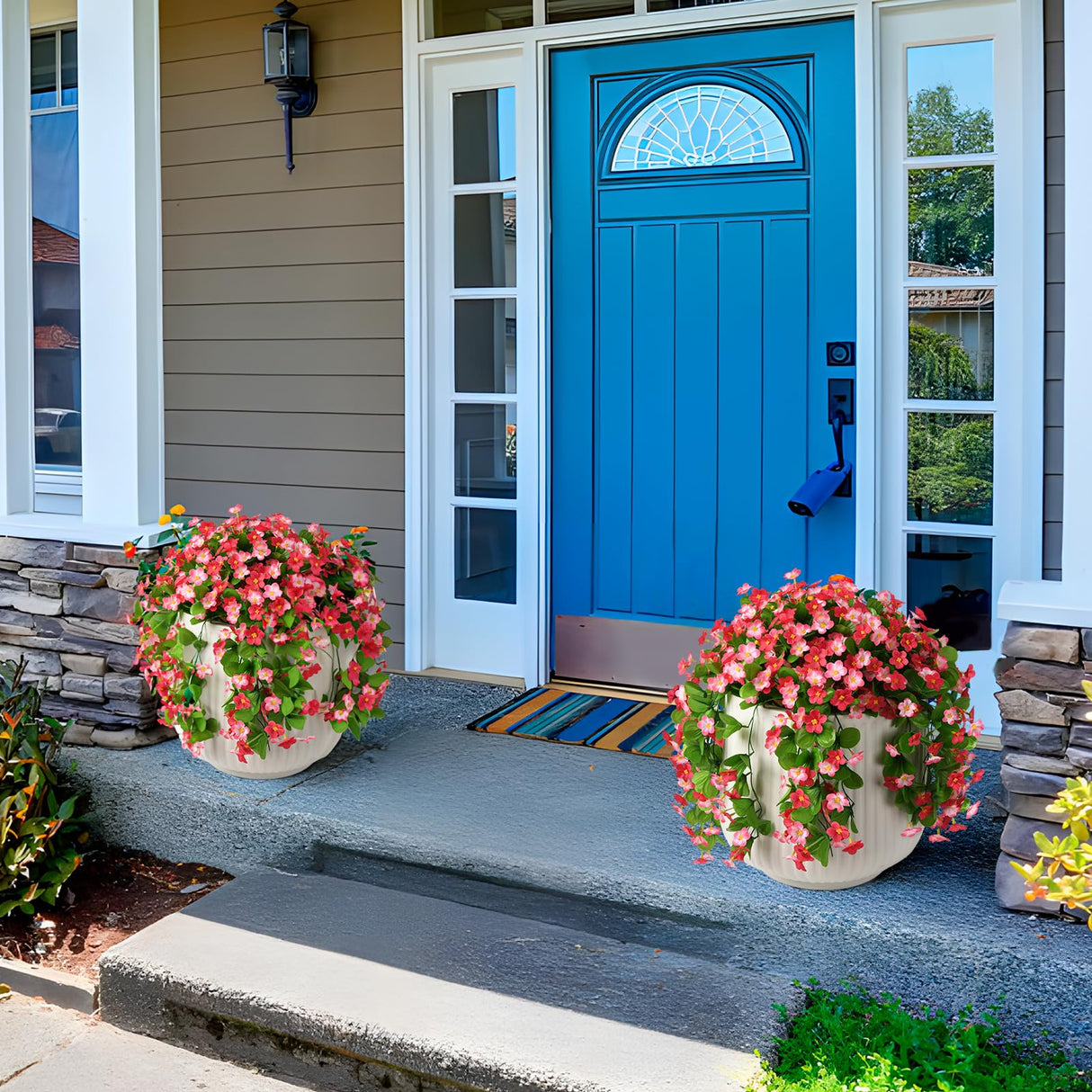 2 Pack Artificial Hanging Flowers, Fake Flowers Hanging Plant Violet Flower