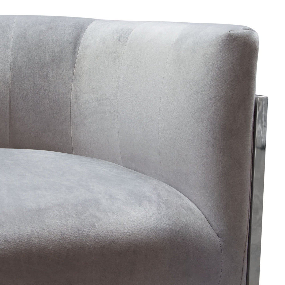 Accent Chair with Stainless Steel Frame in Grey Velvet