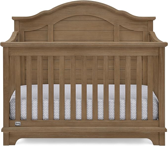 Simmons Kids Asher 6-in-1 Convertible Crib with Toddler Rail, Rustic Mist