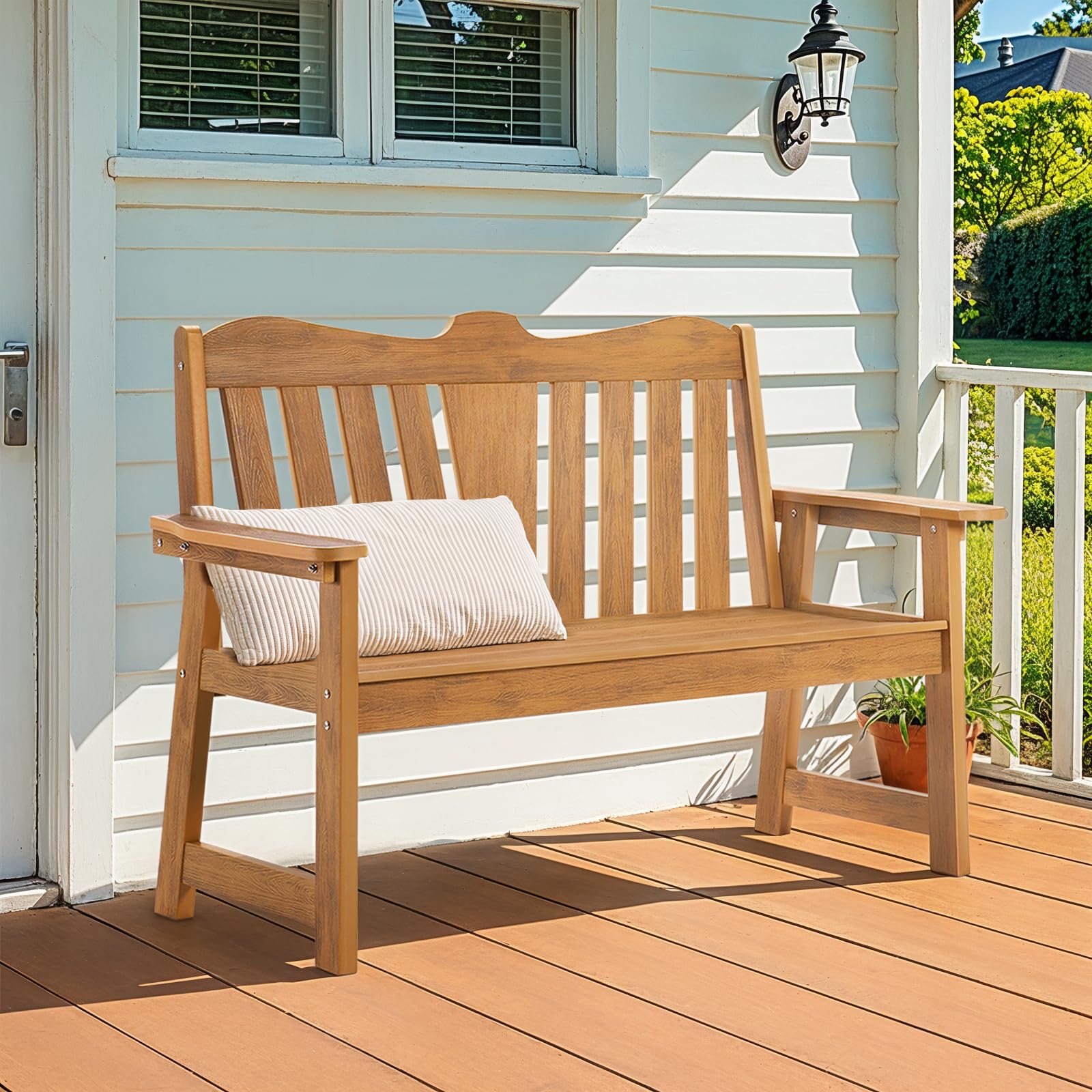 Outdoor Bench, 2-Person Weatherproof Garden Bench