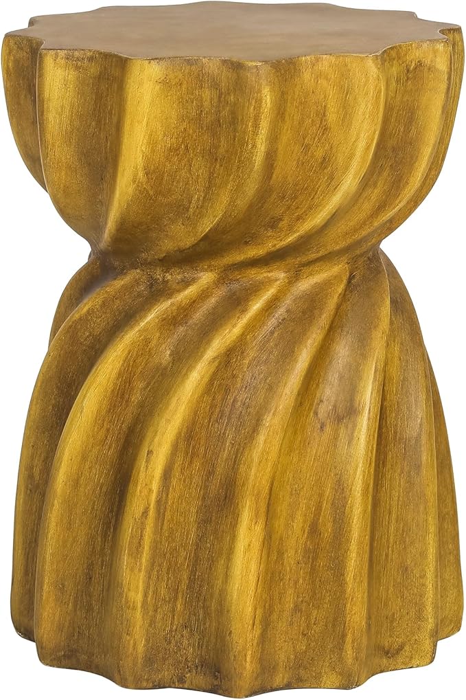 Light-Weight Concrete Accent End Table, Modern Hourglass Outdoor Side T