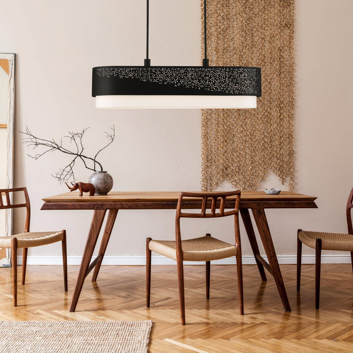 Lighting Noria 6 Light Black Linear Chandelier