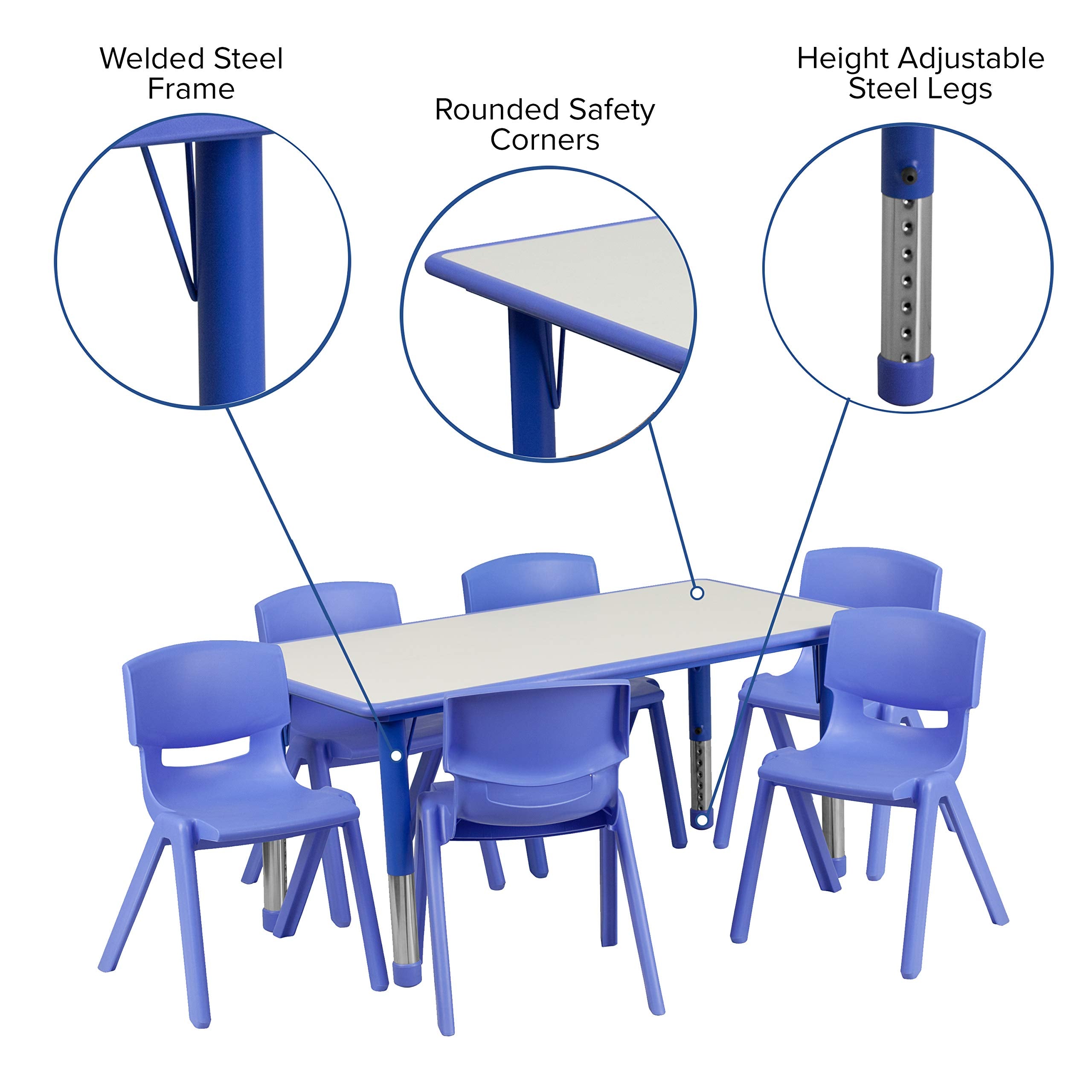 Emmy Adjustable Classroom Activity Table with 6 Stackable Chairs