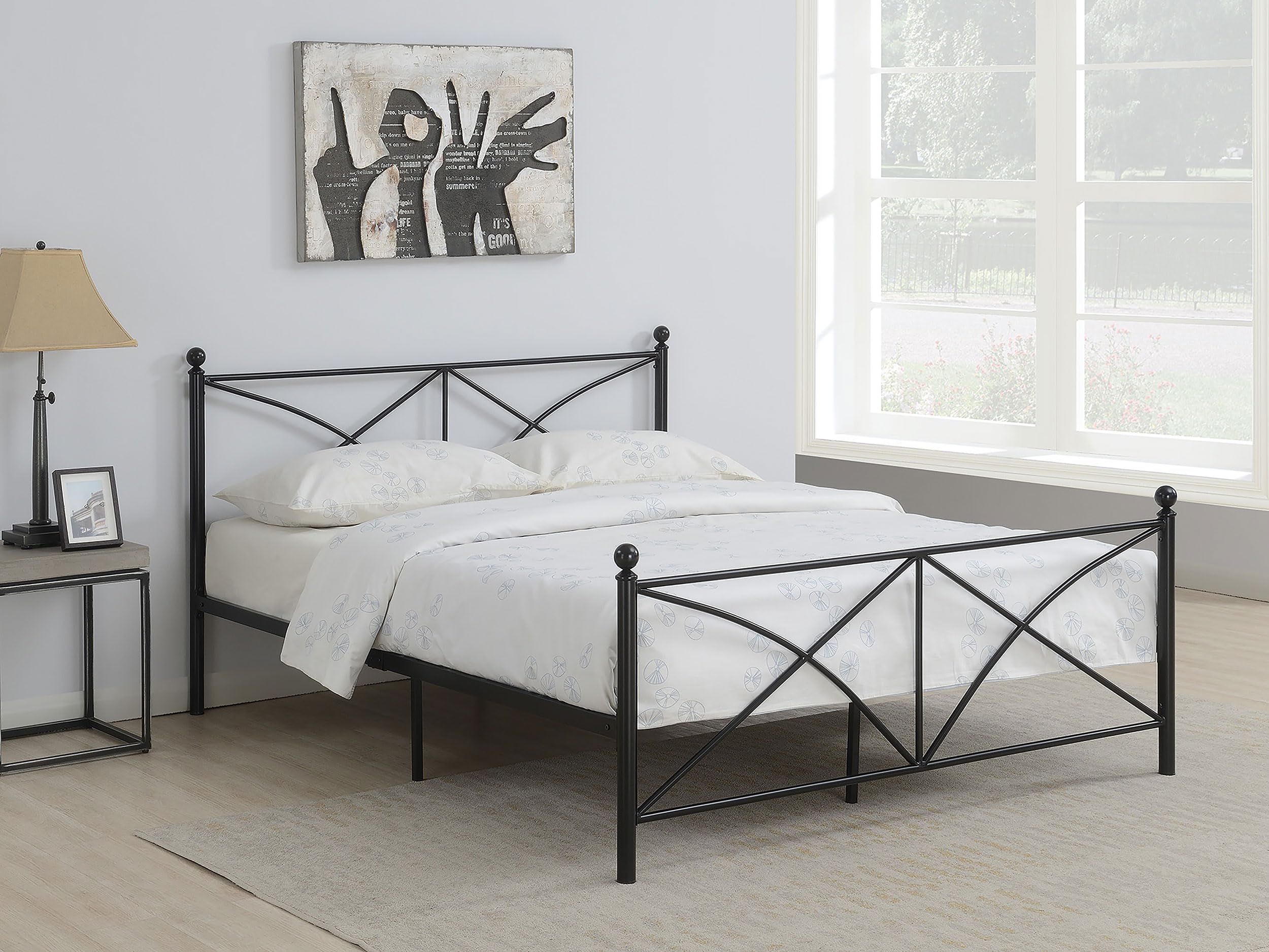 Furnishings Hart Contemporary Wood Queen Size Open Frame Bed