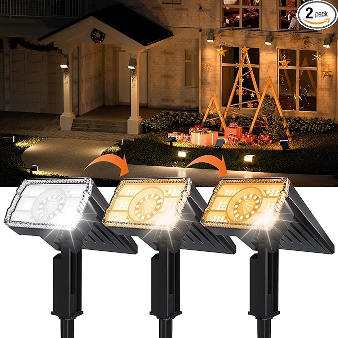 Solar Lights Outdoor,Adjustable Warm&Cool,IP67 Waterproof