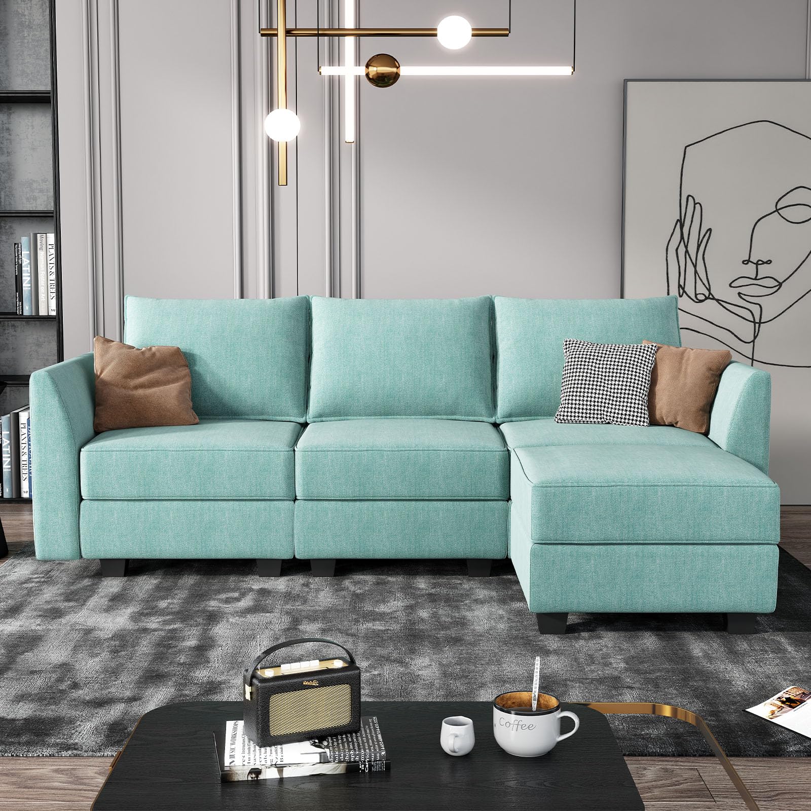 Reversible Sectional Sofa Couch, Modern Apartment L-Shaped Couch Modular Sectional