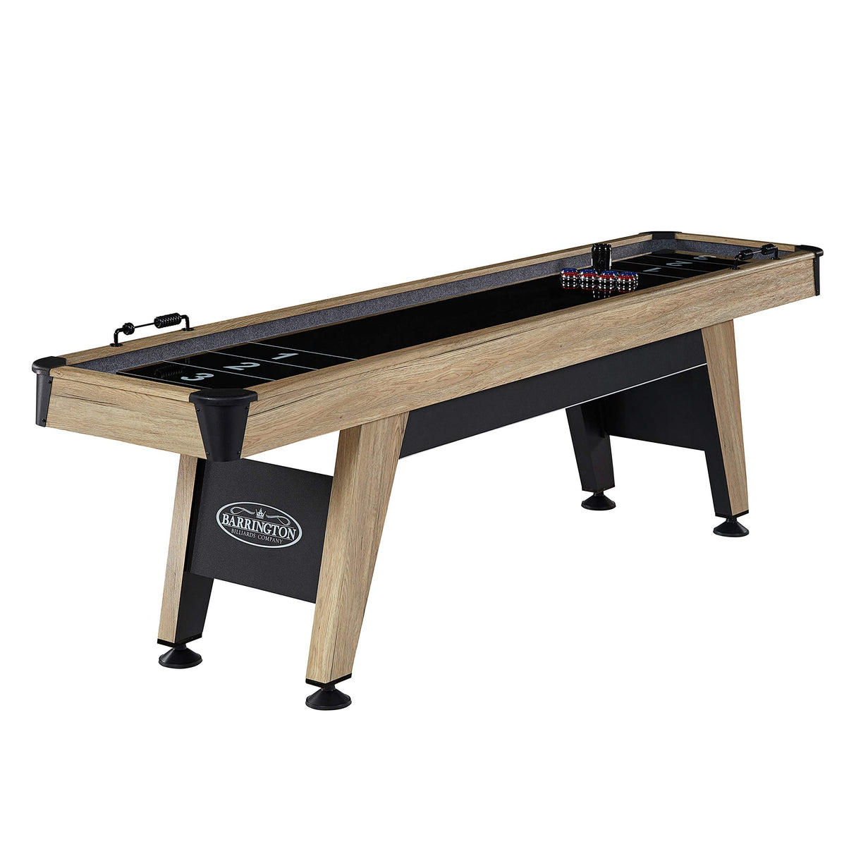 9ft Wentworth Shuffleboard Table with Scratch-Resistant Black Playfield and 8-Puck Set