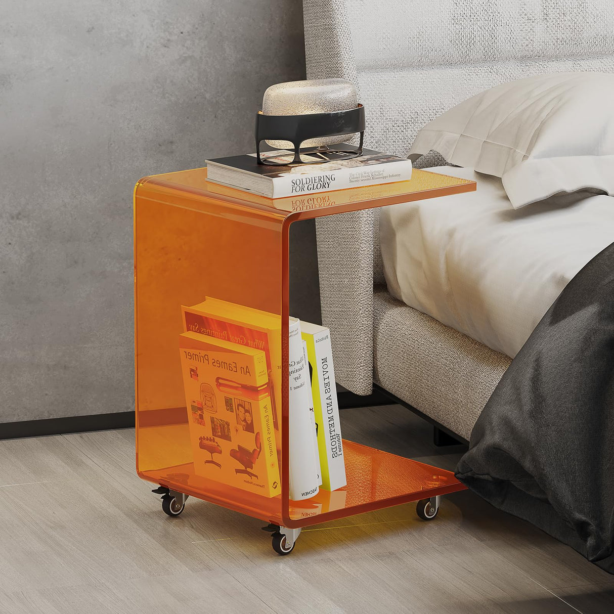 Shaped End Table, Small Side Table, Acrylic Nightstand