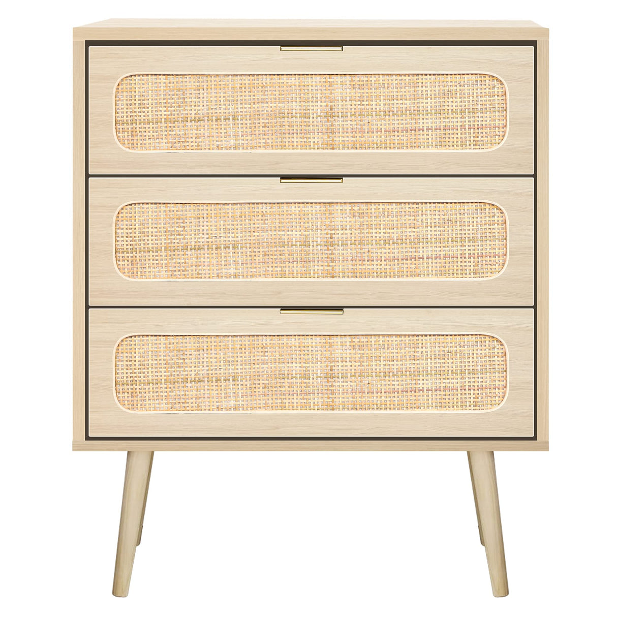 2 Sets of Rattan Nightstand Dresser Chest of 3 Drawers