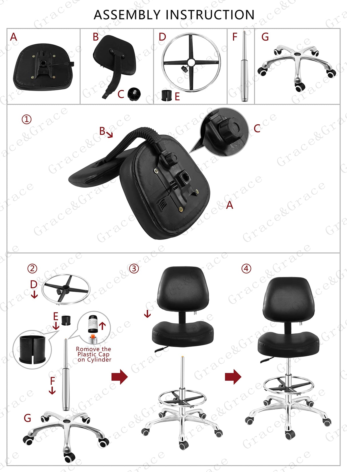 Drafting Chair with Wheels and Footrest - Heavy Duty Tall Office Stool