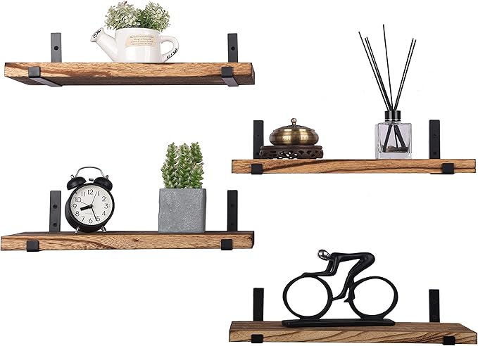 Rustic Wood Floating Shelves for Wall Farmhouse Wooden Wall Shelf for Bathroom Kitchen