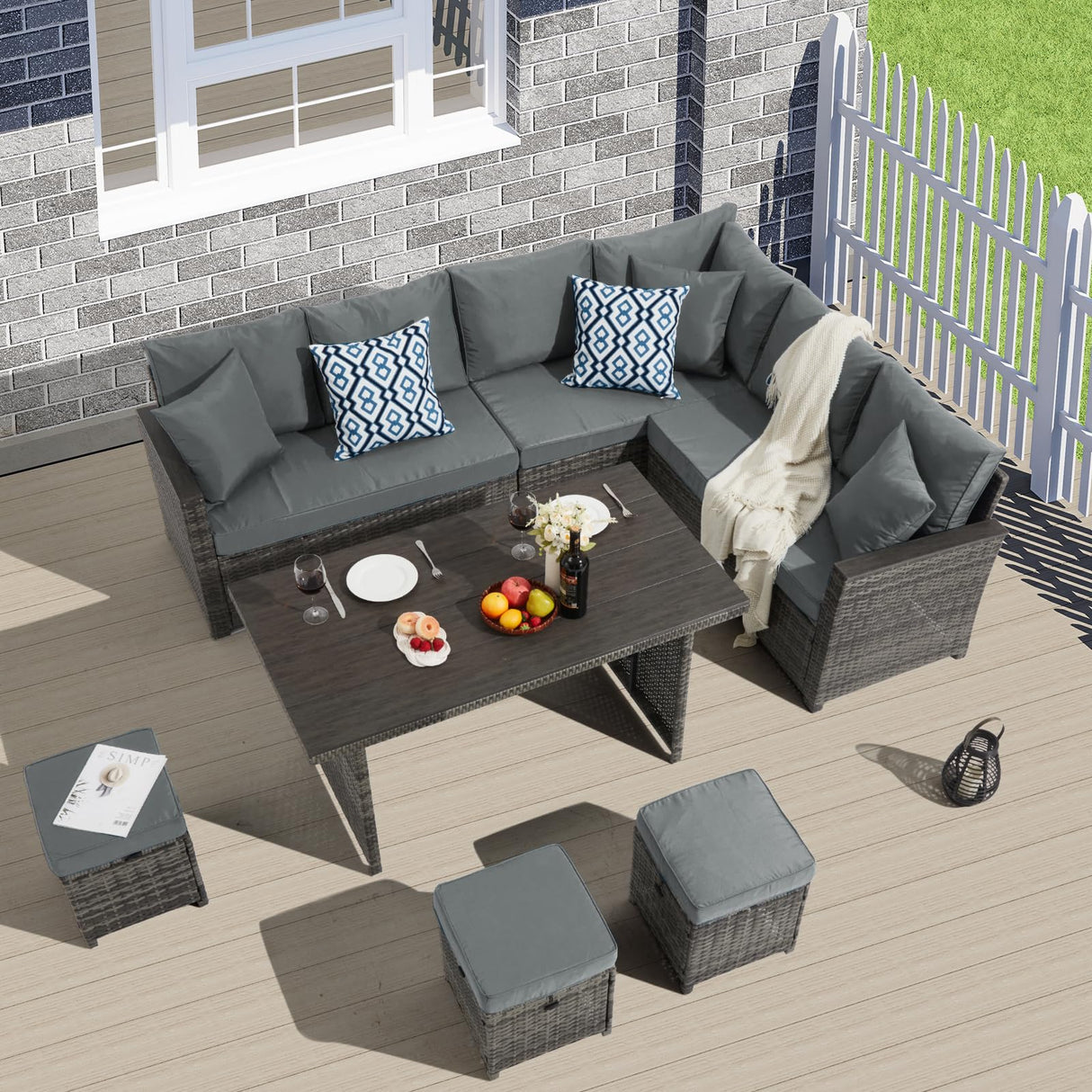 7 Pieces Patio Furniture Sets,Outdoor Furniture Set with Dining Table