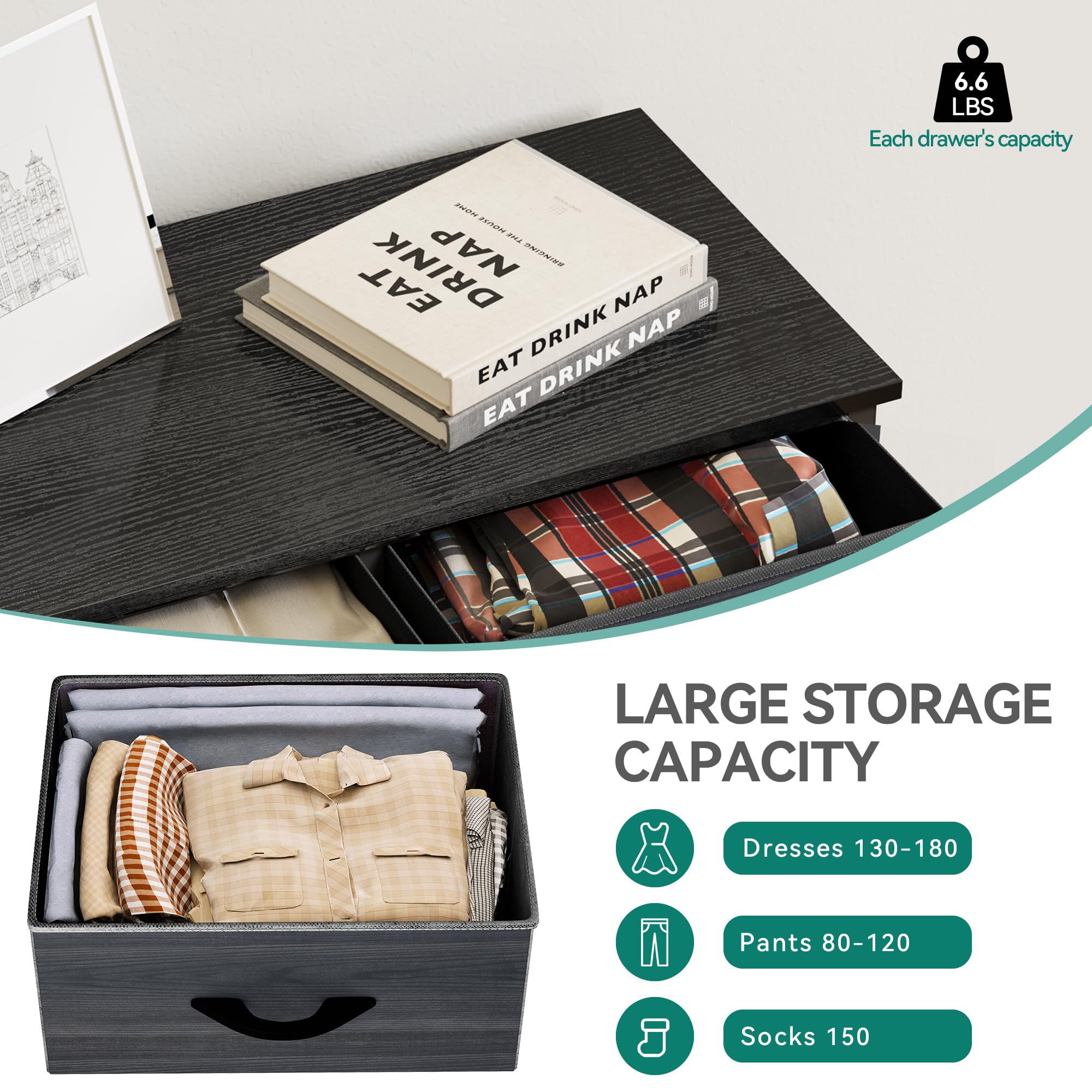 Dresser with 7 Drawers - Fabric Storage Tower, Organizer Unit for Bedroom