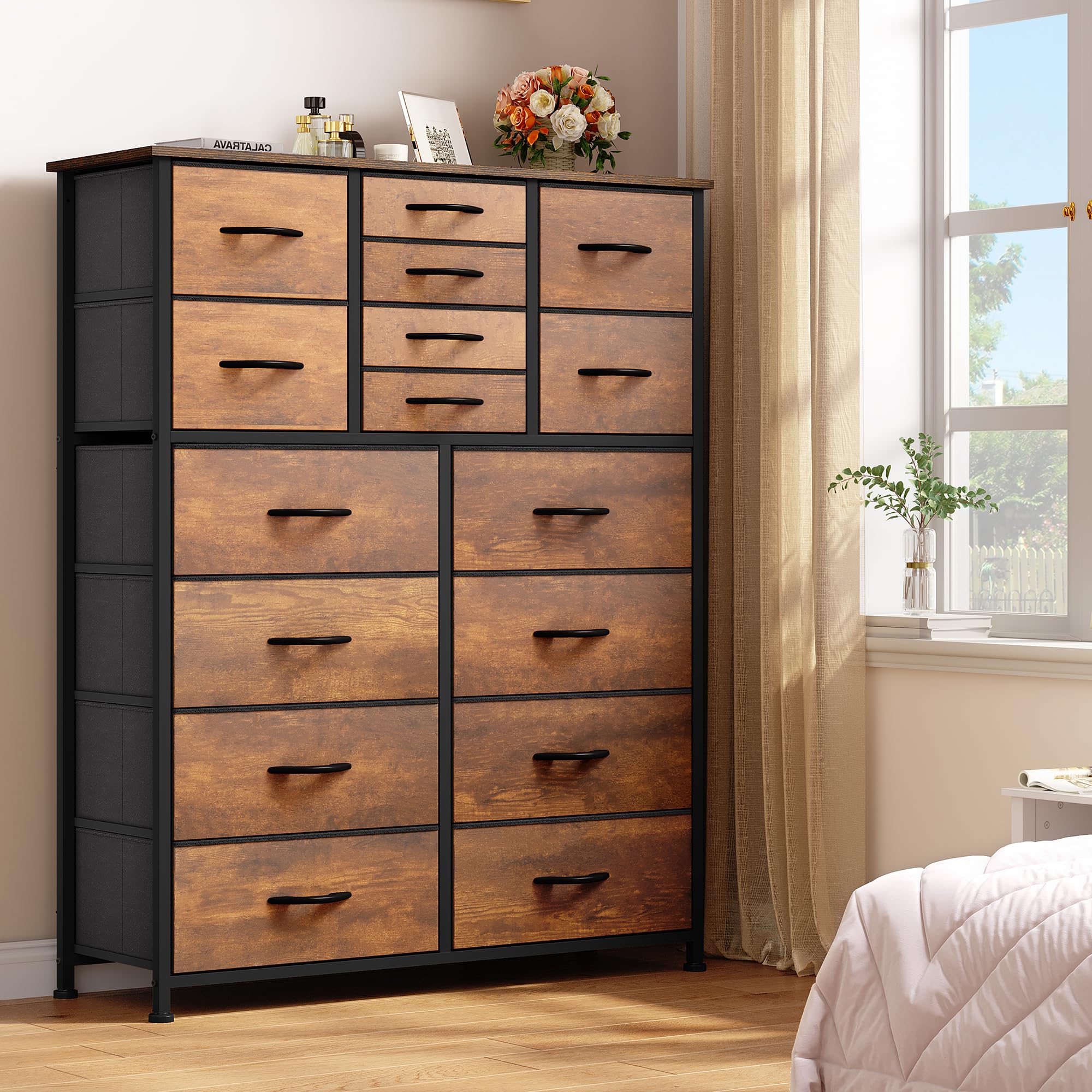 16 Drawer Dresser, Fabric Dresser for Bedroom, Large Chest of Drawers