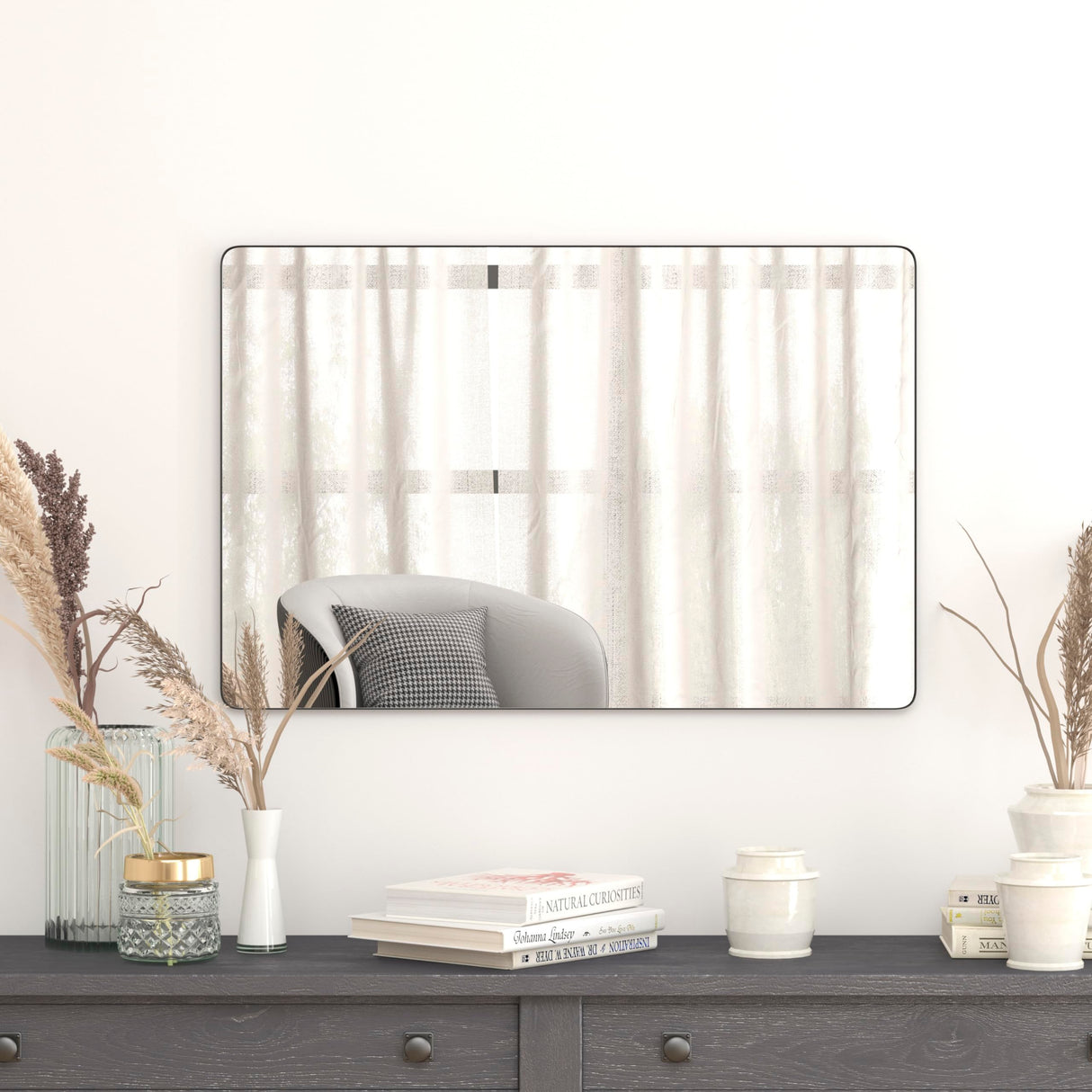 Large Rectangular Wall Mirror - Black Metal Frame - 24" x 36" Mirror for Bathroom,