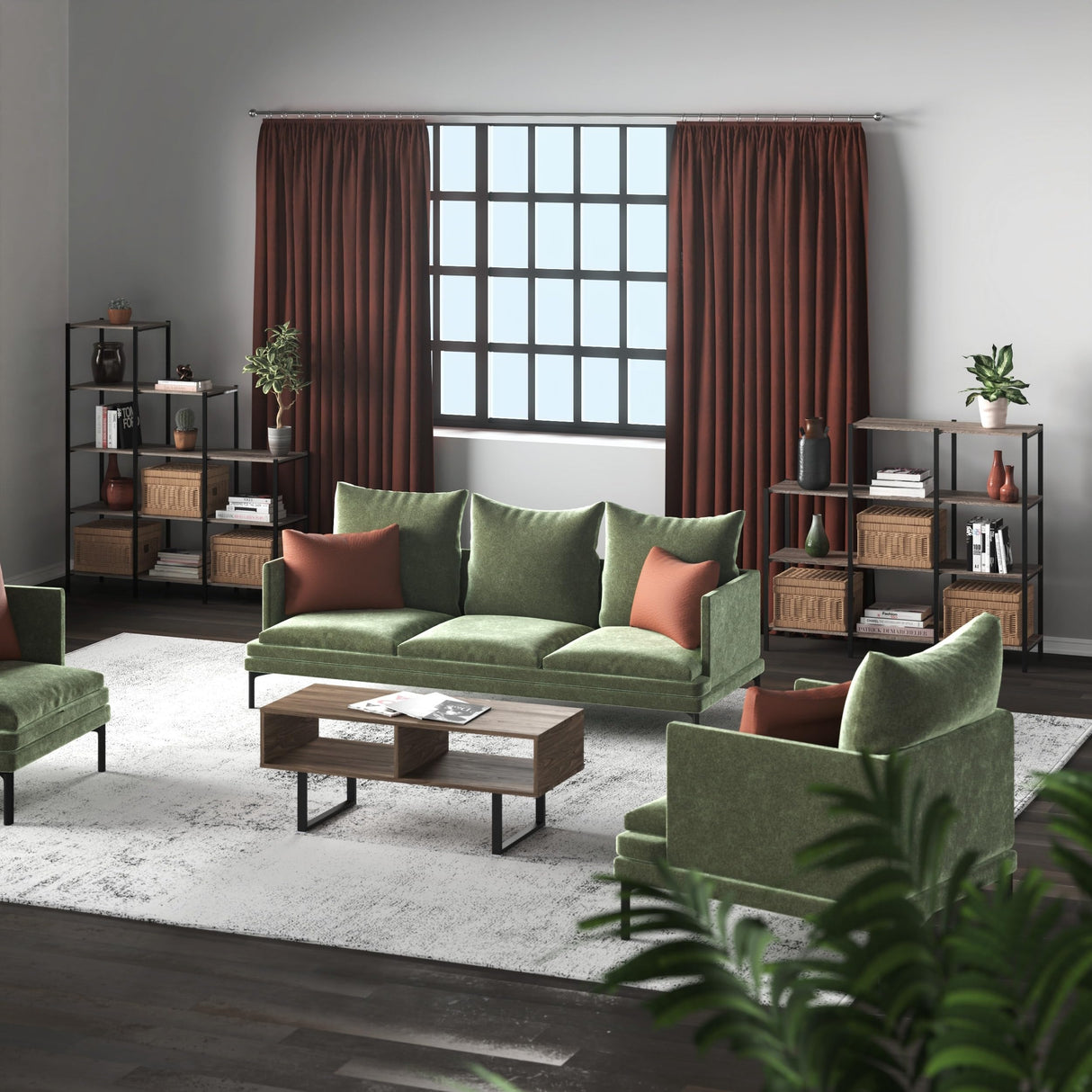 Ladder Step Bookcase, 5 Tier, 7 Shelves, Display Shelf for Living Room or Office, Industrial Black Metal and Wood, Weathered Gray